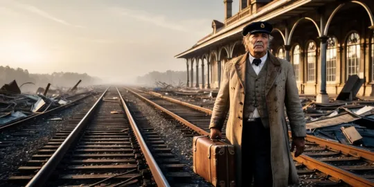 Tracks of Unity: The Conductor's Journey Beyond the Ruins Image