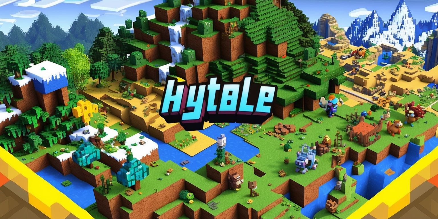 A vibrant digital illustration of the Hytale game, showcasing a sprawling blocky landscape with diverse biomes, including lush forests, snow-capped mountains, and mystical caves, with a variety of fantastical creatures and characters, each with unique attributes and expressive facial features, set against a warm and inviting color palette with shades of green, blue, and yellow, in a stylized pixel art style reminiscent of classic sandbox games, with a mix of adventure and exploration elements, and a sense of depth and atmosphere, with the game's logo prominently displayed in a bold, modern font with a colorful, swirly design.
